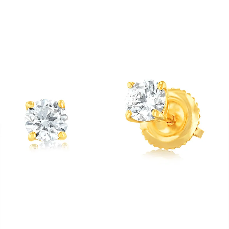Elegant Jewelry Pieces At Unbelievable Prices Luminesce Lab Grown 1/2 Carat Diamond Solitaire Earrings in 14ct Yellow Gold