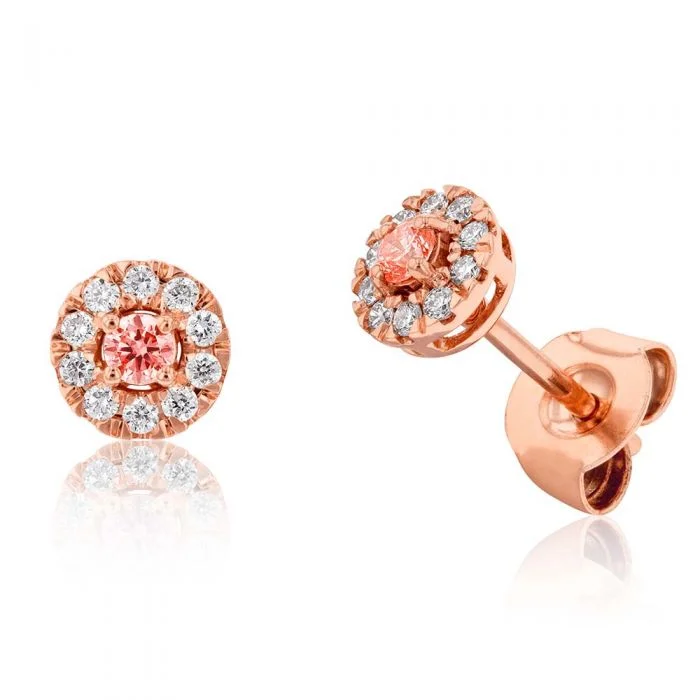 Discounted Jewelry For A Glamorous Look Luminesce Lab Grown Pink and White diamond studs set in 9ct Rose Gold