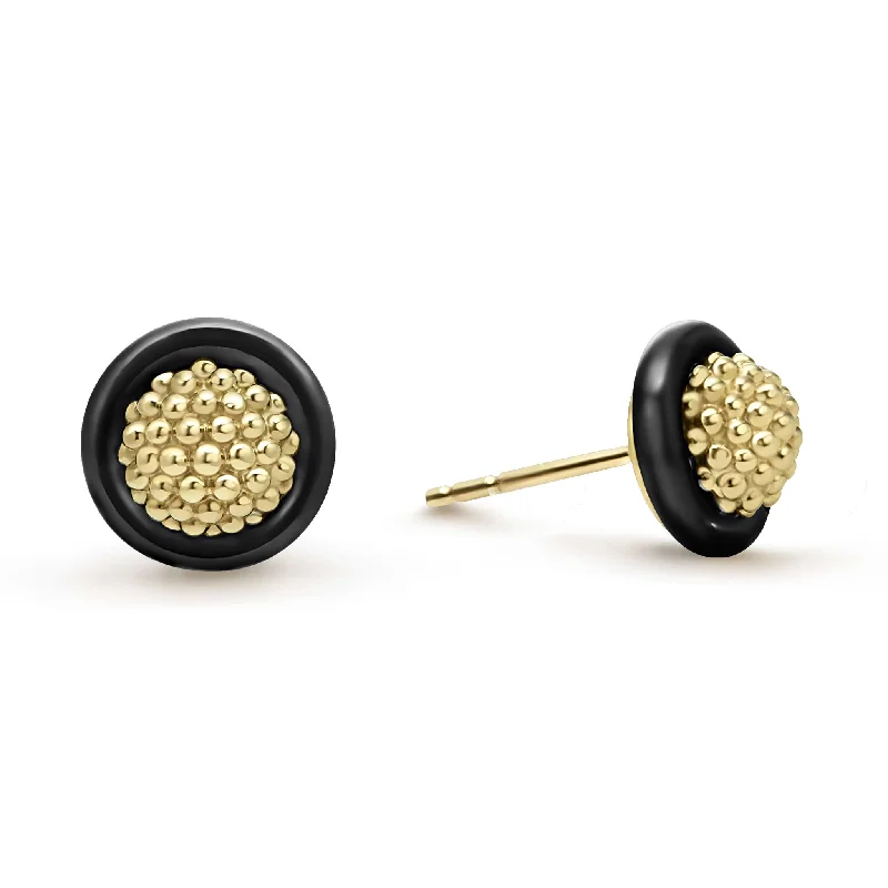 Flash Sale On Elegant Jewelry – Don't Miss Out Meridian 18K Gold Caviar and Black Ceramic Stud Earrings