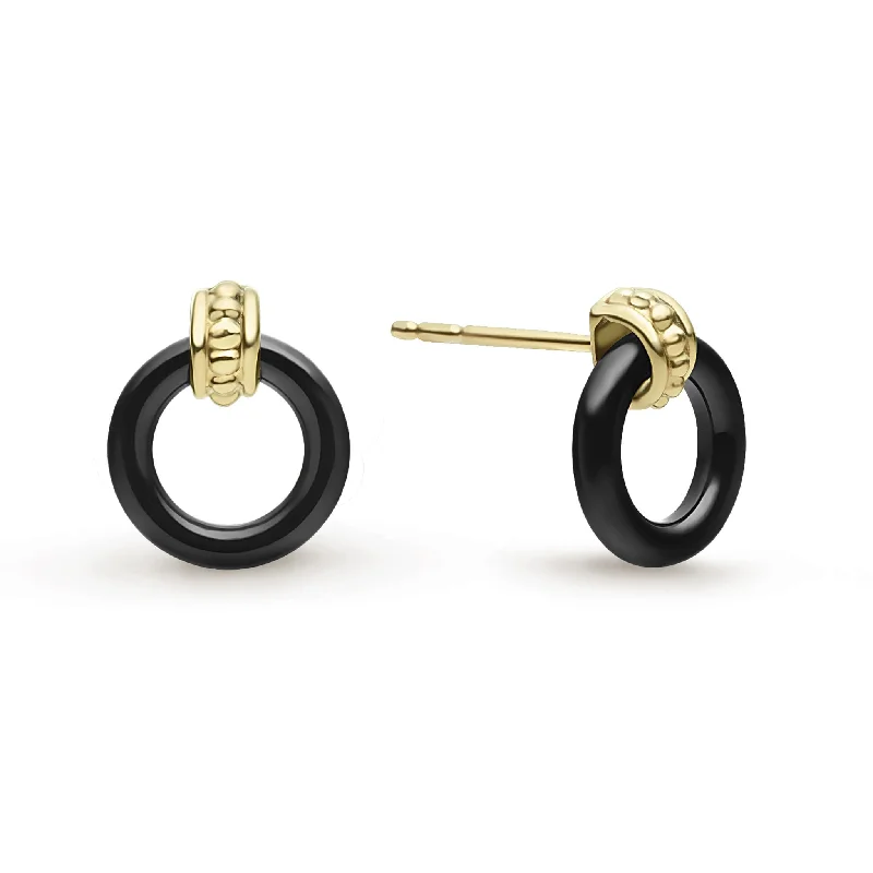 Sparkle For Less – Shop Our Limited-Time Jewelry Deals Meridian 18K Gold Black Ceramic Circle Stud Earrings