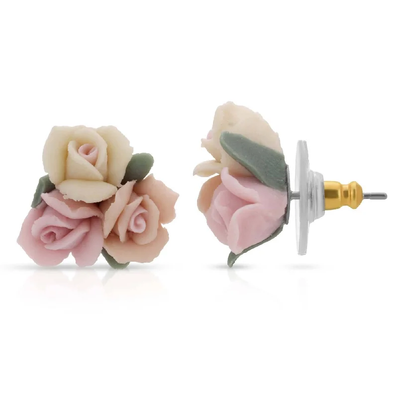 Elegant Jewelry At Unbeatable Offers – Shop Before It's Gone 1928 Jewelry Multicolor Porcelain Rose Stud Earrings