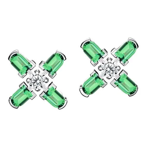 Flash Deals On Fine Jewelry – Shop Before It's Gone Arch Florale MM Stud Earrings, 18k White Gold with DAVIDOR Arch Cut Green Tourmaline and Brilliant Diamonds