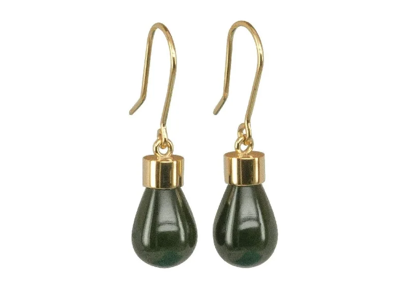 Your Dream Jewelry At Dream Prices New Zealand Greenstone 'Pounamu' Earrings, Yellow Gold