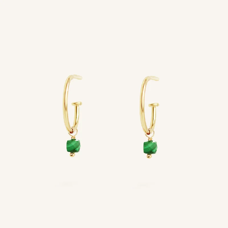 Fashion-Forward Geometric Jewelry For Contemporary Style Olsen Malachite Hoops - Stone of Transformation
