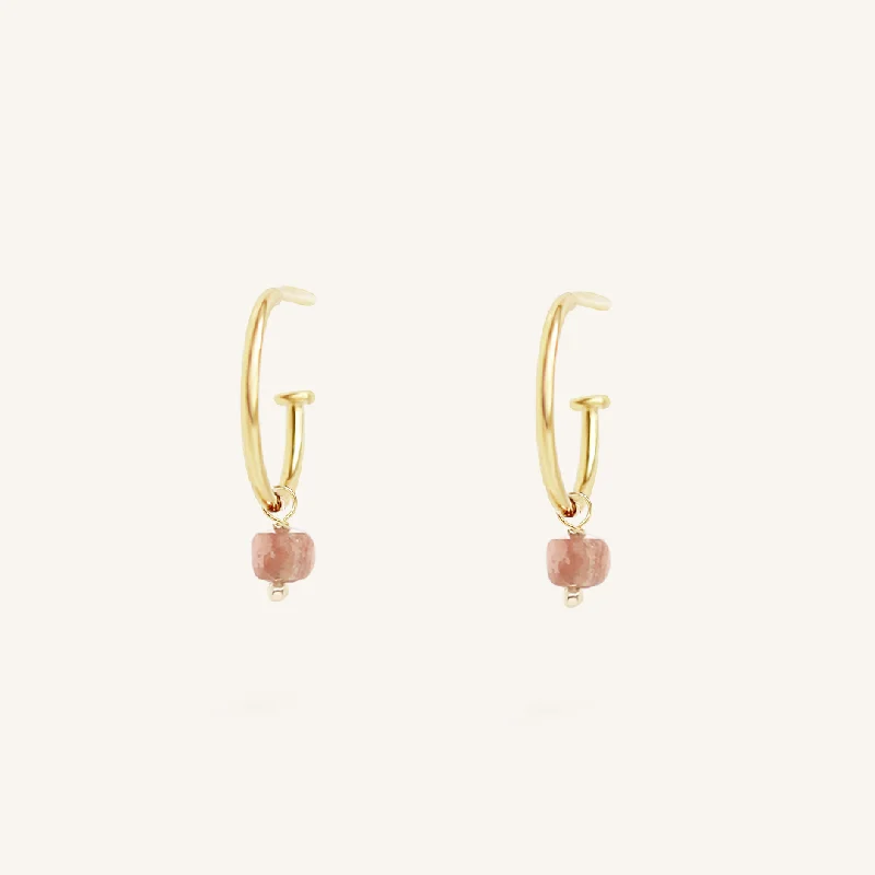 Flash Sale On Exquisite Jewelry – Don't Miss Out Olsen Rhodochrosite Hoops - Stone of Self Love