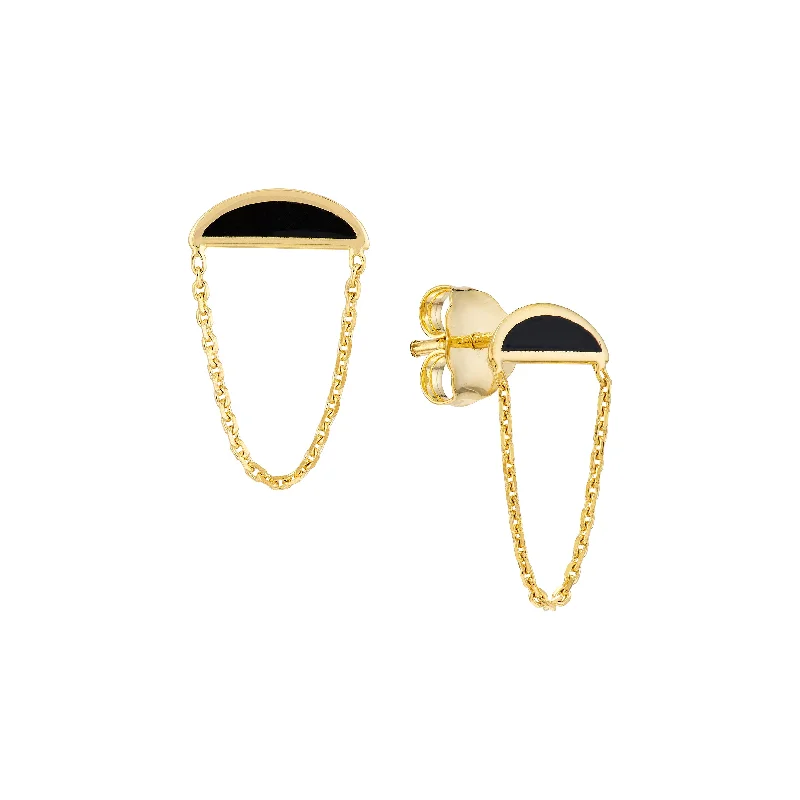 Exclusive Jewelry Discounts – Shop Now For Savings Onyx Enamel Sunrise Stud Earrings with Drape