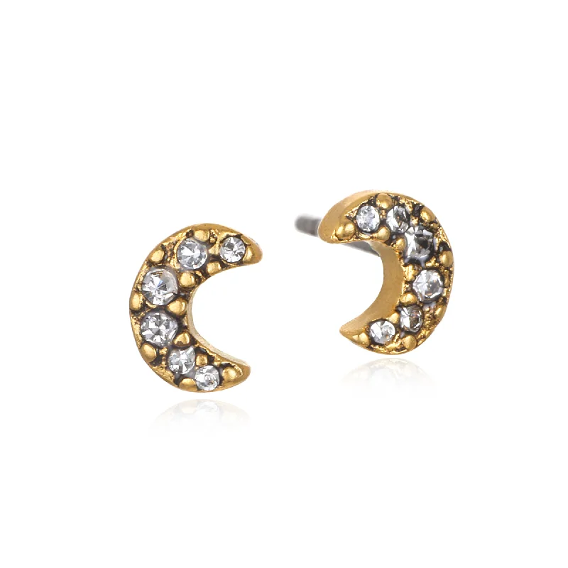 Dainty And Elegant Jewelry Now At Reduced Prices Pavé Moon Stud Earrings