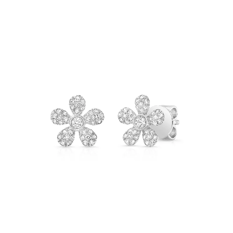 Shop Elegant Jewelry At Unbeatable Prices Pave-set Diamond Daisy Stud Earrings
