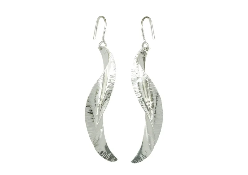 Stunning Statement Jewelry, Unbeatable Discounts WVIII Spring Leaf Earrings, Pure Silver