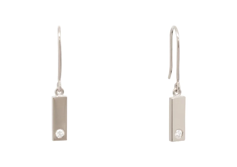 Handcrafted Jewelry Sale – Unique Designs At Low Prices Rectangle Love Stories Diamond Earrings, White Gold & Platinum