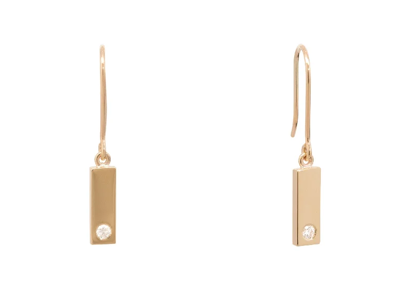 Grab Your Dream Jewelry At The Lowest Prices Rectangle Love Stories Diamond Earrings, Yellow Gold