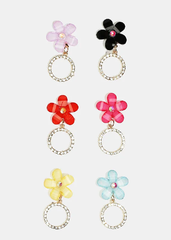 Your Dream Jewelry At Dream Prices Rhinestone Circle & Flower Stud Earrings
