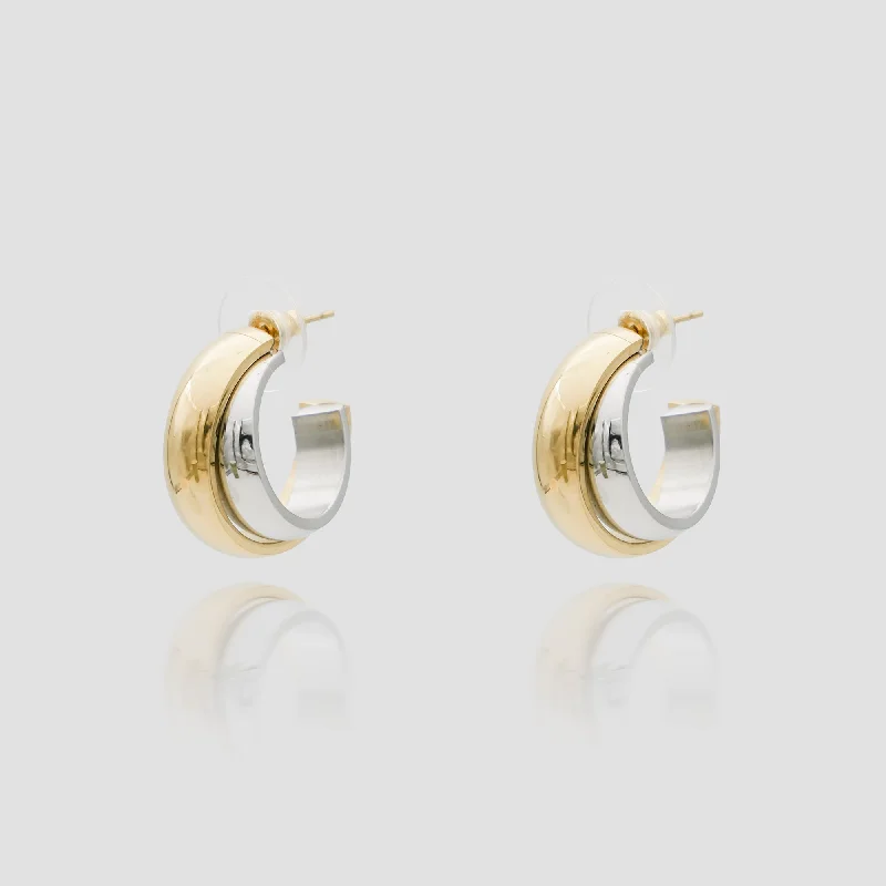 Affordable Gold-Plated Jewelry For Modern Fashion Rina Two Tone Earrings
