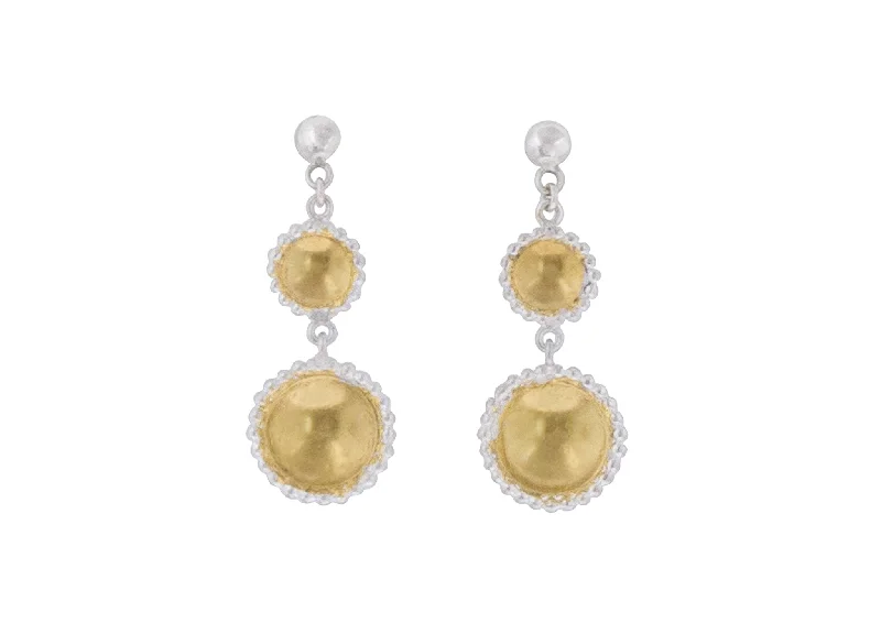 Affordable Glamour – Premium Jewelry For Less Round Gold Bond Drop Earrings, Sterling Silver Affordable Glamour – Premium Jewelry For Less Round Gold Bond Drop Earrings, Sterling Silver