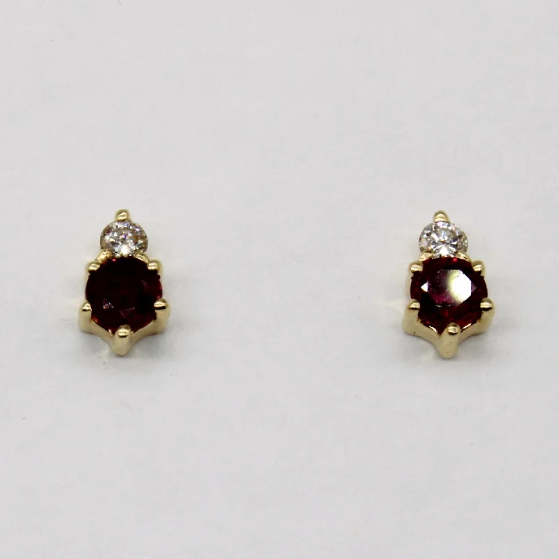 Personalized Engraved Jewelry For Meaningful Gifts Ruby & Diamond Stud Earrings | 0.40ctw, 0.09ctw |
