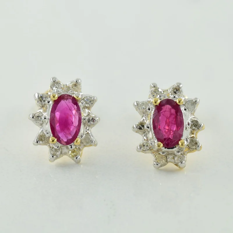 Premium Jewelry, Premium Discounts – Act Fast Ruby & Diamond Stud Earrings | 0.50ctw, 0.10ctw |