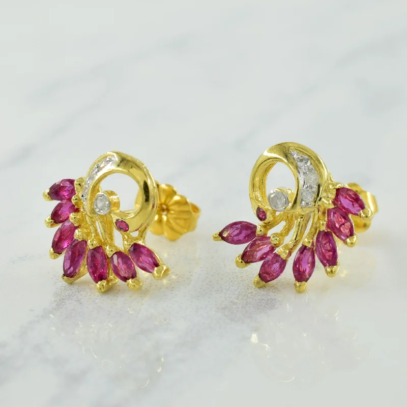 Final Call For Exquisite Jewelry At Reduced Rates Ruby & Diamond Stud Earrings | 0.60ctw, 0.05ctw |