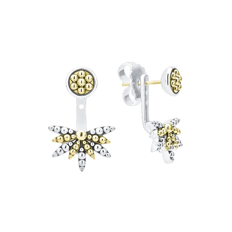 Delicate Crystal Jewelry For Sophisticated Charm Signature Caviar Two-Tone Stud Earrings with Earring Jacket