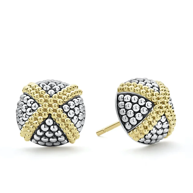Customized Silver Jewelry For Unique Style Signature Caviar Two-Tone X Caviar Stud Earrings