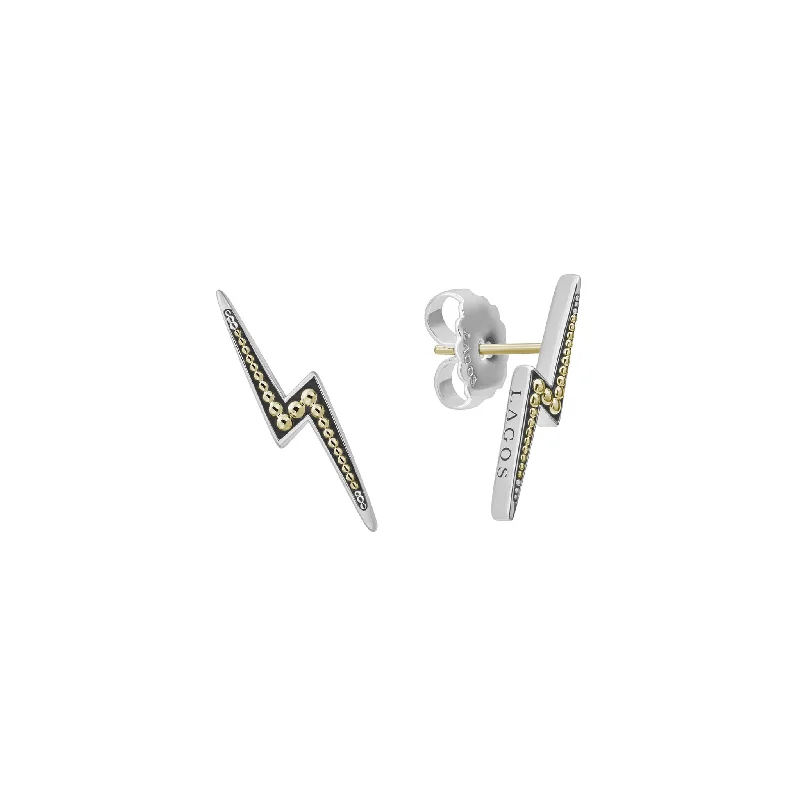 Grab Your Dream Jewelry At The Lowest Prices Signature Caviar Two-Tone Lightning Bolt Stud Earrings