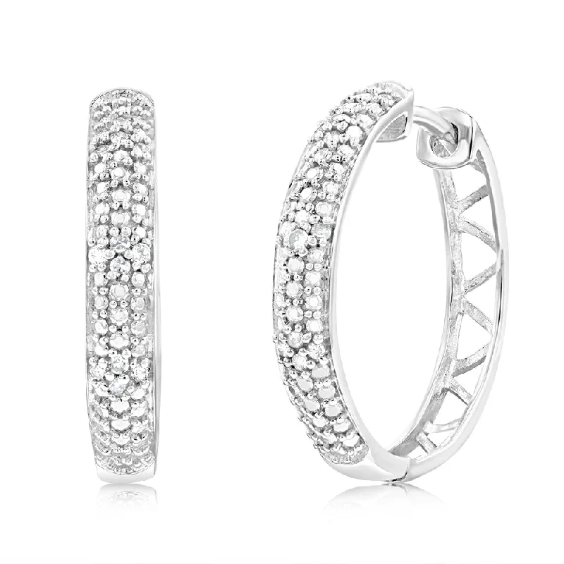 Last Chance To Shop High-End Jewelry At Markdown Prices Silver 1/10 Carat Diamond Hoop Earnings