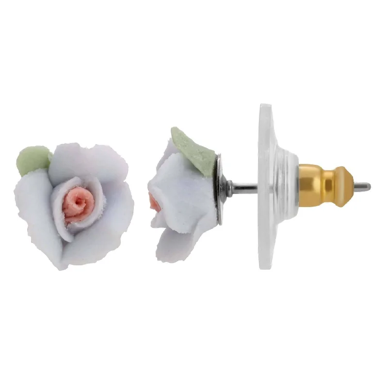 Affordable Gold-Plated Jewelry For Modern Fashion 1928 Jewelry Sweet Rose Porcelain Rose Stud Earrings