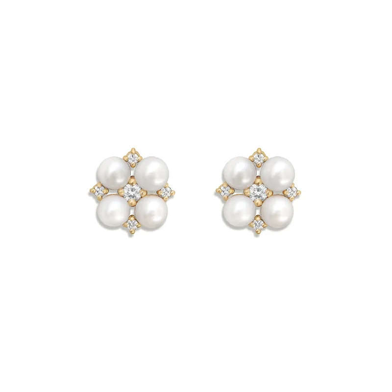 Make Every Moment Shine – Jewelry Discounts Available Small Deco Pearl & Diamond Bridal Stud Earrings