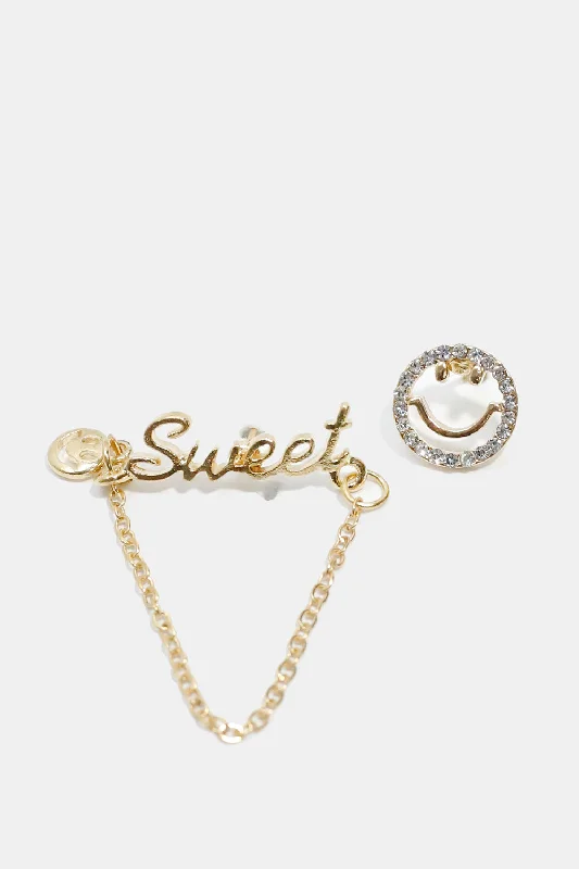 Elegant Jewelry, Affordable Luxury – Shop Now Smiley Face & "SWEET" Stud Earrings