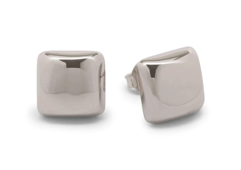Get The Sparkle You Love At Prices You Adore Square Domed Studs, White Gold & Platinum