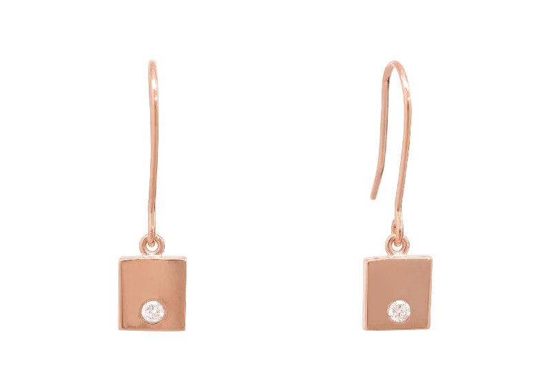 Premium Jewelry At Special Low Prices For A Limited Time Square Love Stories Diamond Earrings, Red Gold