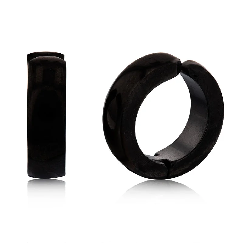 Special Offers On Handcrafted And Designer Jewelry Stainless Steel Black 4mm Wide Clip On Huggies Earrings