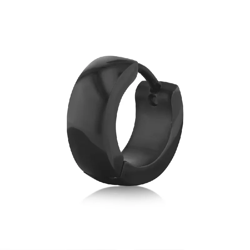 Limited Stock On Premium Jewelry At Low Prices Stainless Steel Single Polished Black 5mm Wide Huggie Hoop Earring (Single Piece Only)