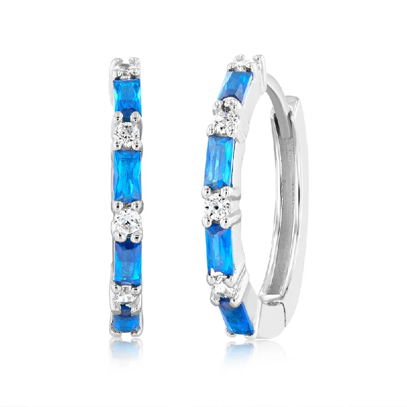 Handcrafted Beauty At Affordable Prices Sterling Silver Created Blue Sapphire Hoop Earrings