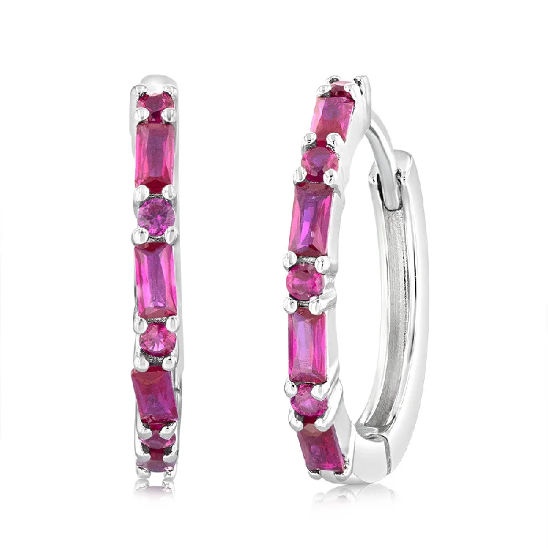 Jewelry Clearance – Final Chance To Save Big Sterling Silver Created Ruby Hoop Earrings