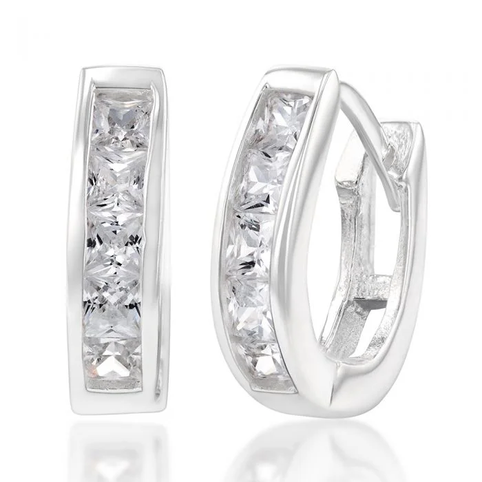 Don't Miss Out On Jaw-Dropping Jewelry Discounts Sterling Silver Cubic Zirconia Oval Huggie Earrings