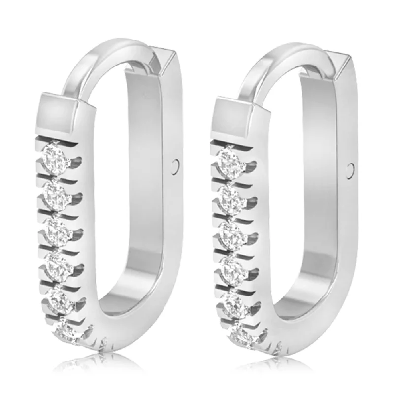 Shop Fine Jewelry With Amazing Deals Sterling Silver Cubic Zirconia "U" Shaped Hoop Earring