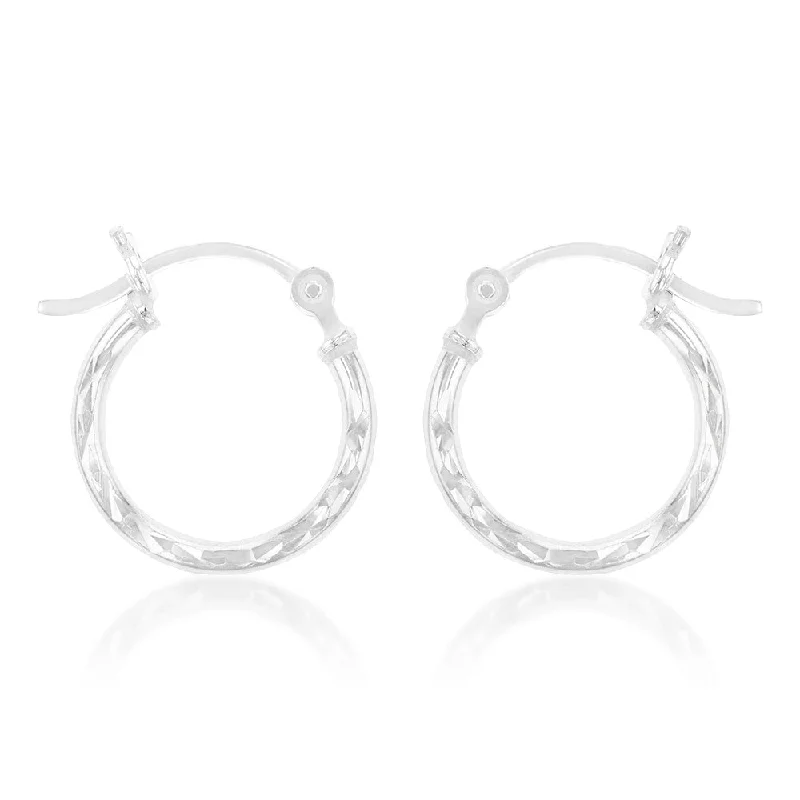 Elevate Your Outfit With Discounted Statement Jewelry Sterling Silver Diamond Cut 15mm Hoop Earrings