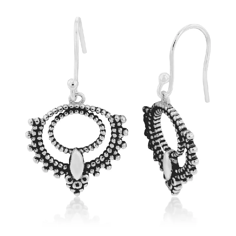 Final Call For Exquisite Jewelry At Reduced Rates Sterling Silver Fancy Antique Drop Hook Earrings