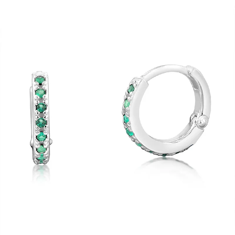 Exclusive Gemstone Jewelry At Special Prices Sterling Silver Green Cubic Zirconia Sleeper Earrings
