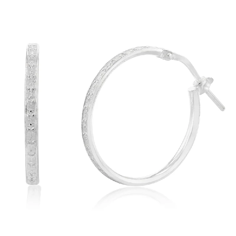 Modern Statement Jewelry For Bold Styling Sterling Silver Patterned 20mm Hoop Earrings