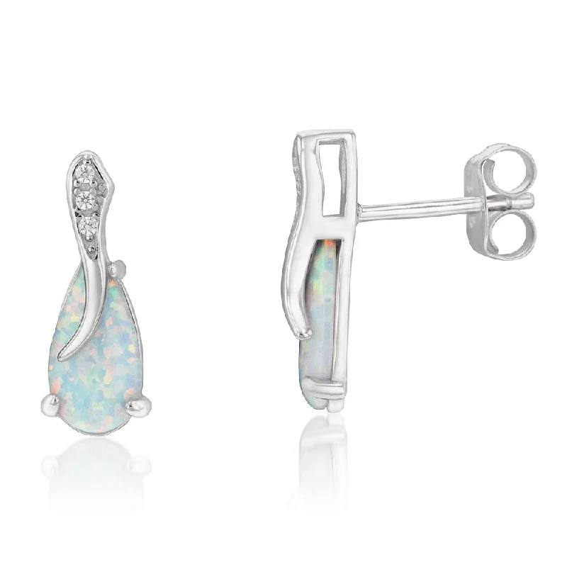 The Perfect Accessory For Less – Jewelry Sale Live Sterling Silver Rhodium Plated Cubic Zirconia Synthetic Opal Crossover Earrings