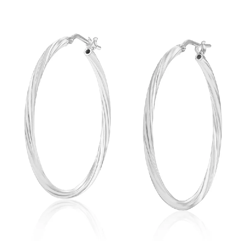 Grab Stylish Jewelry Before The Sale Ends Sterling Silver Twisted 30mm Hoop Earrings