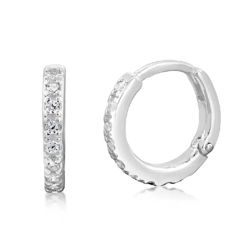 Grab Your Favorite Jewelry At The Lowest Prices Sterling Silver White Cubic Zirconia Sleeper Earrings