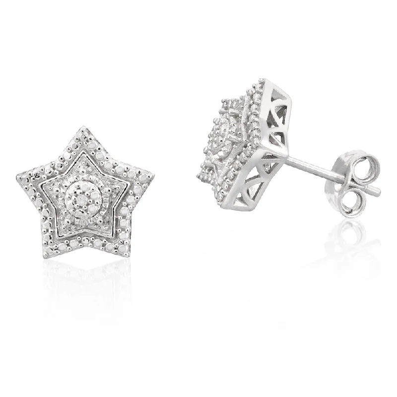 Your Perfect Accessory Now At The Best Price Sterling Silver With 2 Diamond Star Shape Earing Studs Your Perfect Accessory Now At The Best Price Sterling Silver With 2 Diamond Star Shape Earing Studs