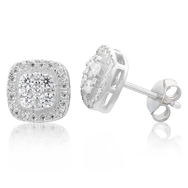 Premium Jewelry Now Available At Special Discounts Sterling Silver Zirconia Square Stud Earings
