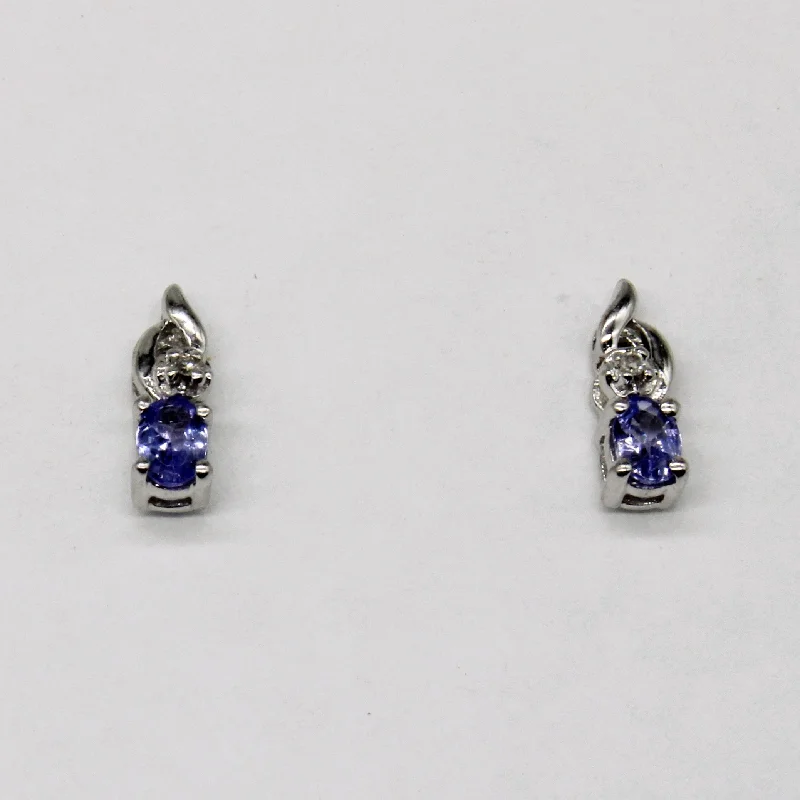 Delicate Crystal Jewelry For Sophisticated Charm Tanzanite & Diamond Stud Earrings | 0.17ctw, 0.01ctw |