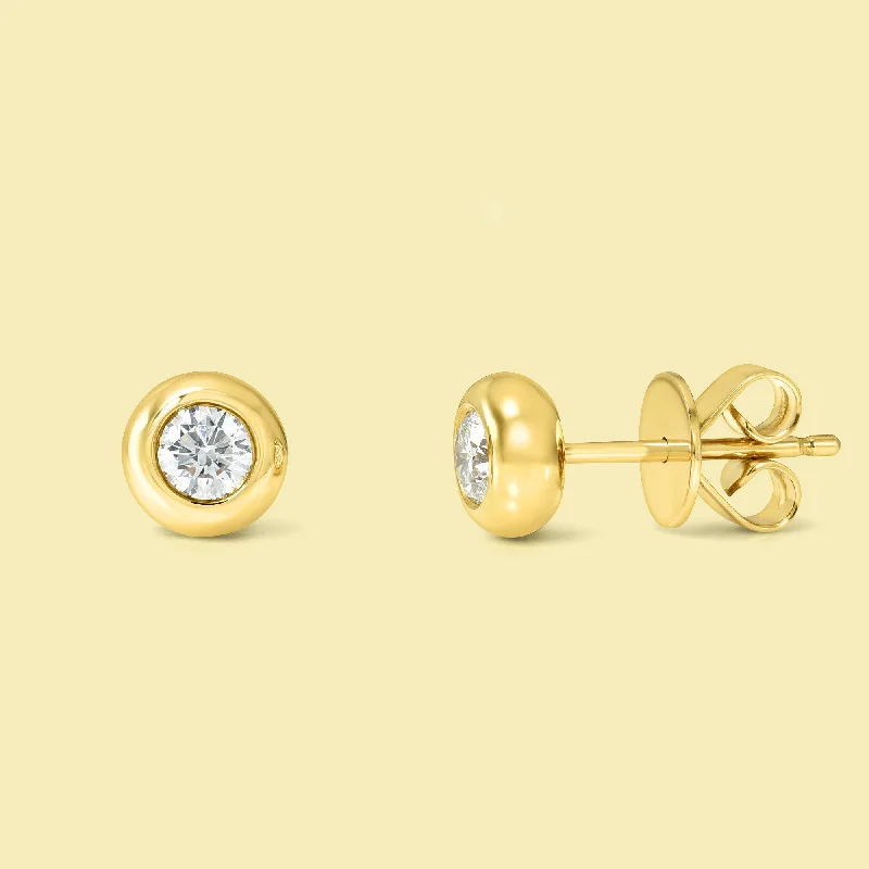 Elegant Jewelry Styles At Budget-Friendly Prices The Cloud, Bezel-Set Round Diamond Stud Earrings