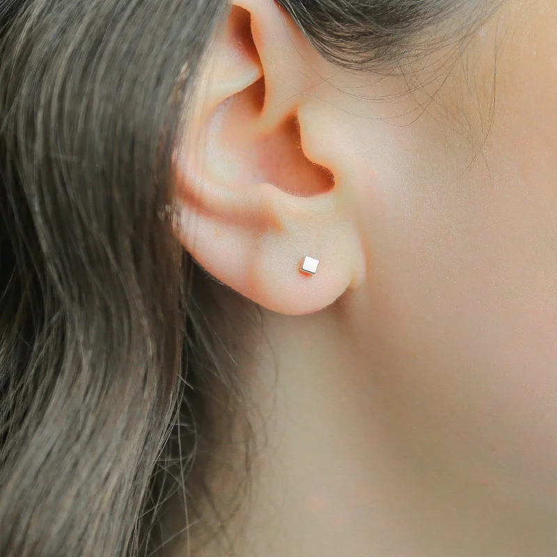 Get The Best Deals On Timeless Jewelry Pieces TINY CUBE - Sterling Silver Stud Earrings