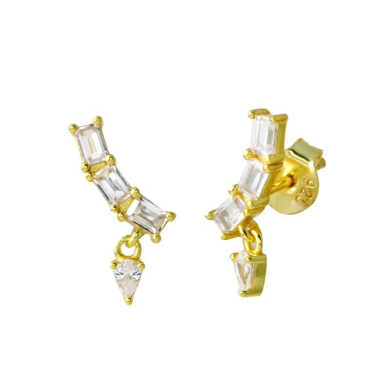Elegant Jewelry Pieces At Unbelievable Prices Triple Baguette Drop Stud