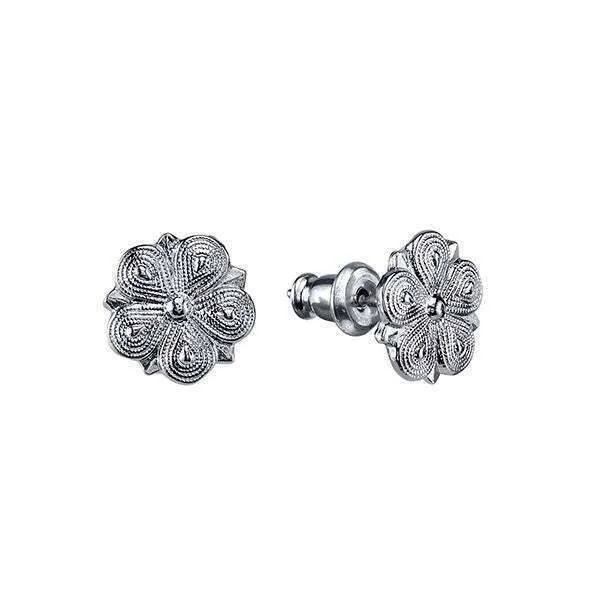 Customized Silver Jewelry For Unique Style 1928 Jewelry Flower-Shaped Stud Earrings